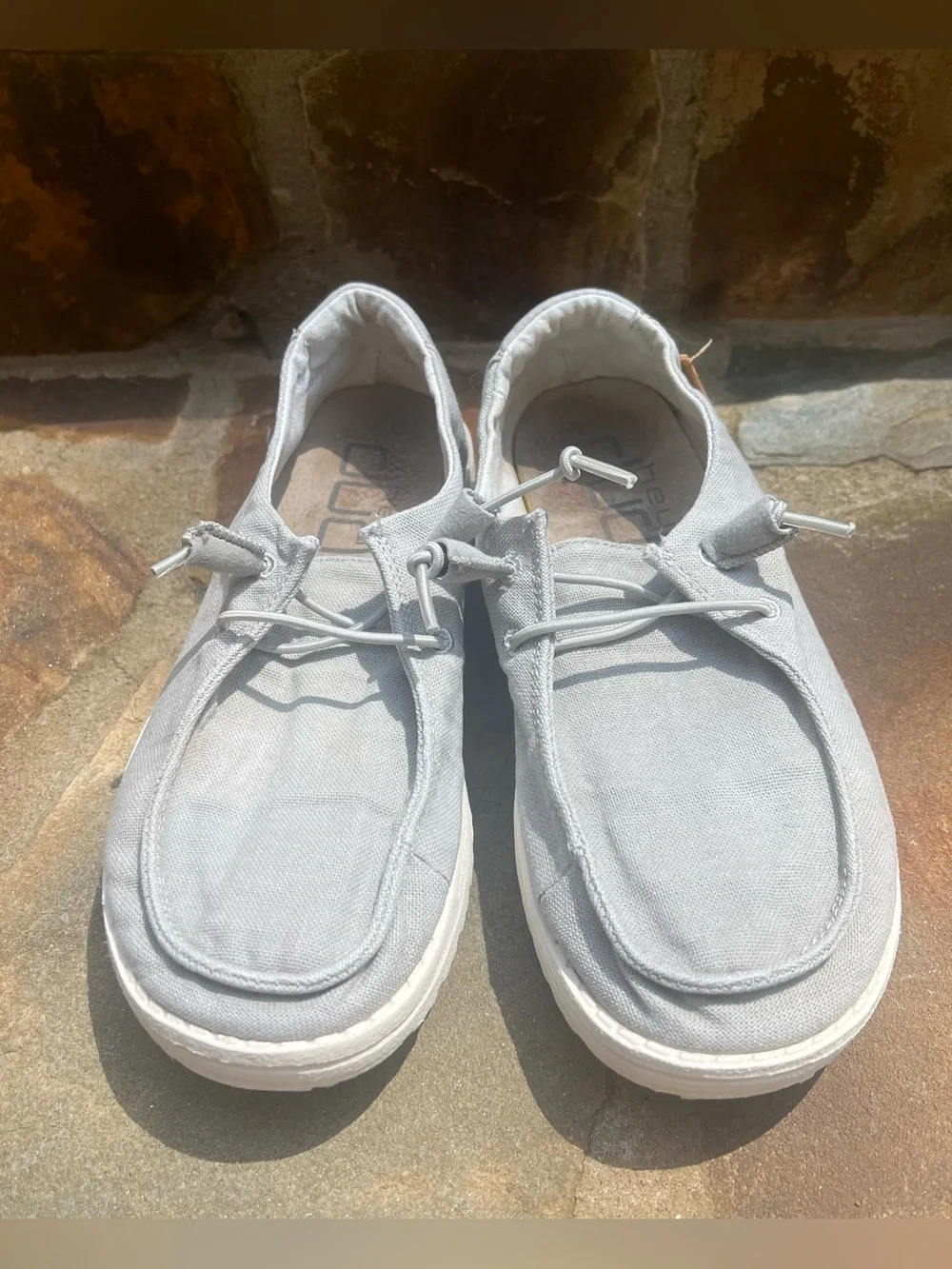 Hey Dude Women’s 7 Wendy Chambray Light Grey Casual Slip-On Shoes